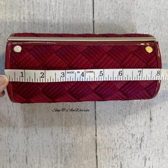 Cole Haan rare ruby satin basketweave oval clutch *shop@iamwarrior